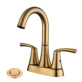 2 Handle Bathroom Faucet; 4 Inch Bathroom Sink Faucet Centerset with Pop-up Drain Stopper and Supply Hoses; RV Bathroom Faucet 2 Holes; Bathroom