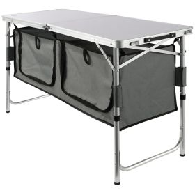 VEVOR Camping Kitchen Table, Quick set-up Folding Camping Table, 3 Adjustable Heights, MDF Camping Table, Ideal for Outdoor Picnics, BBQs, Campin
