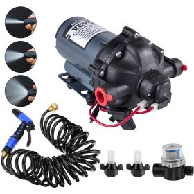 VEVOR RV Water Pump 5.3 GPM 5.5 Gallons Per Minute 12V Water Pump Automatic 70 PSI Diaphragm Pump with 25 Foot Coiled Hose Washdown Pumps for Boa