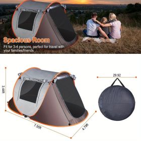 3-4 Person Easy Pop Up Tent Automatic Setup 2 Doors-Instant Family Tents for Camping Hiking & Traveling portable tent with portable bag