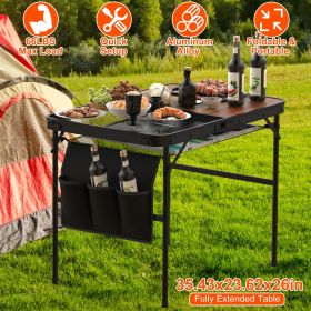 35.43x23.62x26in Foldable Camping Table Collapsible Picnic Aluminum Alloy Grill Stand 66LBS Max Load Height Adjustable BBQ Table with Adjustable (Option: As pic)