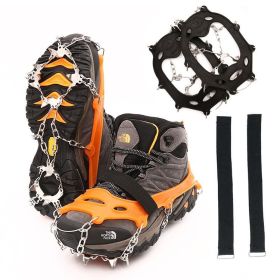 Factory supplied outdoor snow climbing tpe material 19 tooth stainless steel anti-skid shoe cover 19 tooth ice claw (Colour: black, Number of teeth: 19 tooth XL)