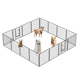 Dog Pens Outdoor 32" Height Foldable 16 Panels Heavy Duty Metal Portable Dog Playpen Indoor Anti-Rust Exercise Dog Fence with Doors for Large/Med (Color: as Pic)