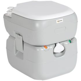Outsunny Portable Toilet for Adults 5.8 Gallon, Porta Potty with Level Indicator, T-Type Water Outlets and Anti-Leak Handle Pump for Camping, Boa (Color: as Pic)
