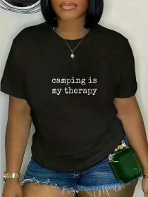 Camping Is My Relax, Gifts for Campers RV Camp T-Shirt Casual Short Sleeve Shirt (Color: Black, size: S)