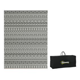 Outsunny Reversible Outdoor Rug, 9' x 12' Waterproof Plastic Straw Floor Mat, Portable RV Camping Carpet with Carry Bag, Large Floor Mat for Back (Color: as Pic)