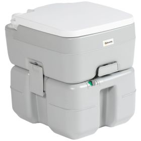 Outsunny Portable Toilet for Adults 5.3 Gallon, Porta Potty with Level Indicator, T-Type Water Outlets and Anti-Leak Handle Pump for Camping, Boa (Color: as Pic)